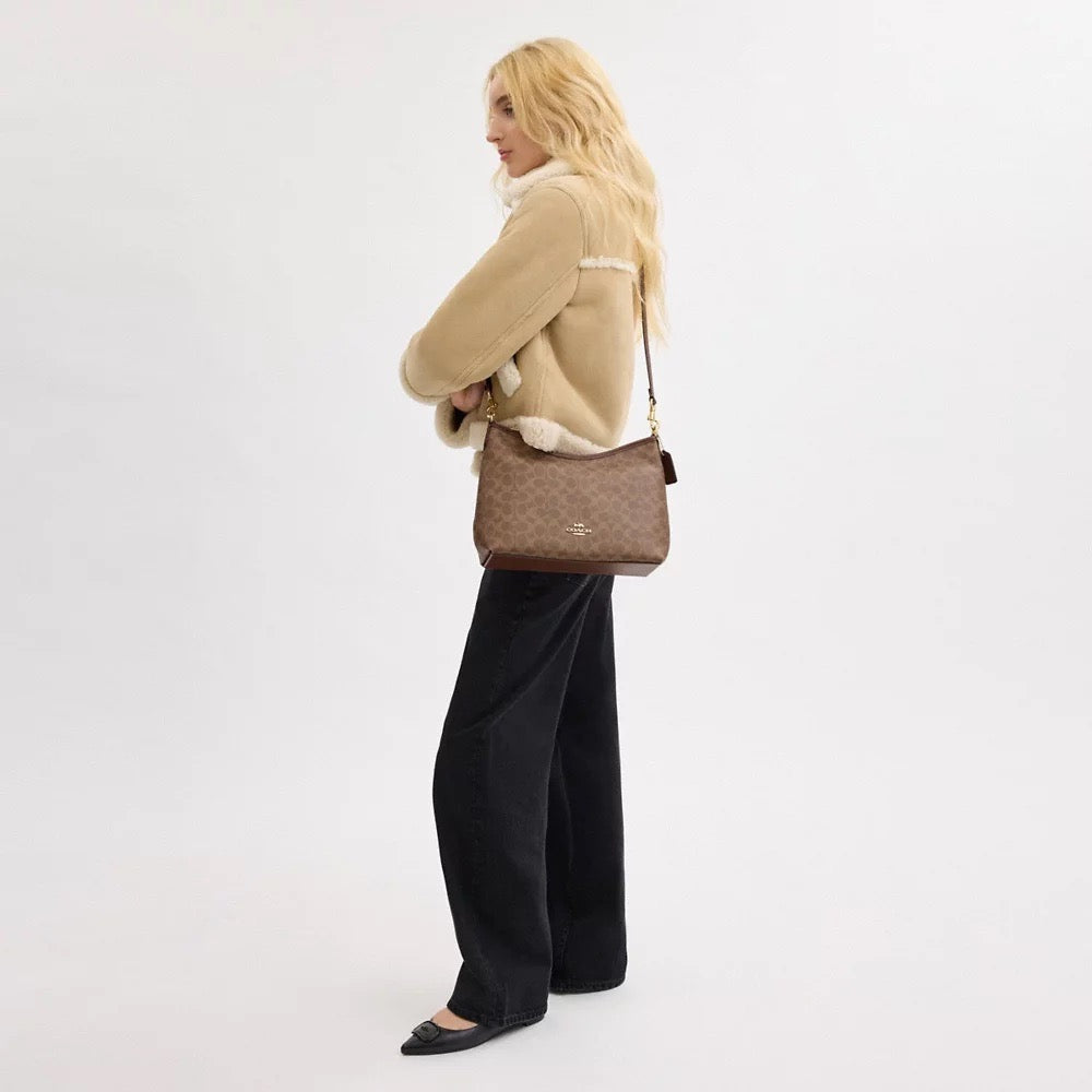 [INCOMING ETA 30 DAYS] COACH Laurel Shoulder Bag In Signature Canvas in Tan/Brown (CV975)