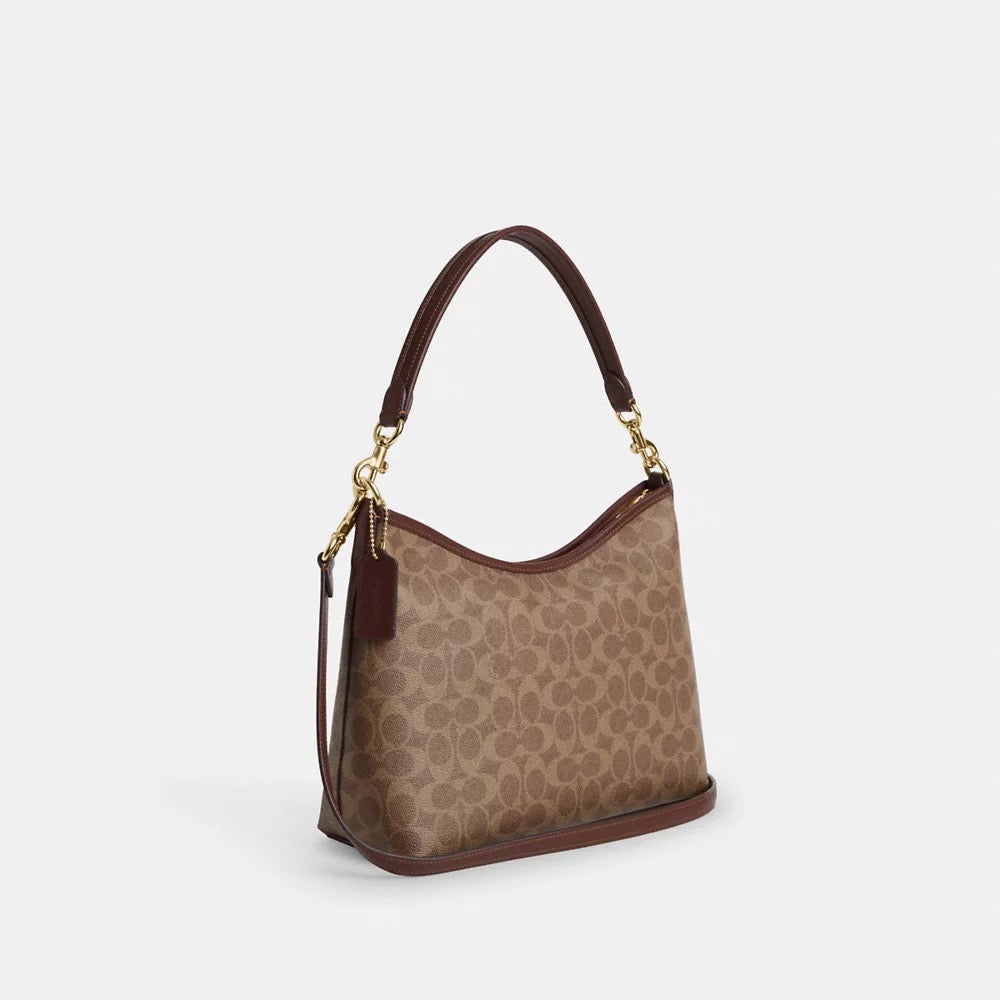 [INCOMING ETA 30 DAYS] COACH Laurel Shoulder Bag In Signature Canvas in Tan/Brown (CV975)