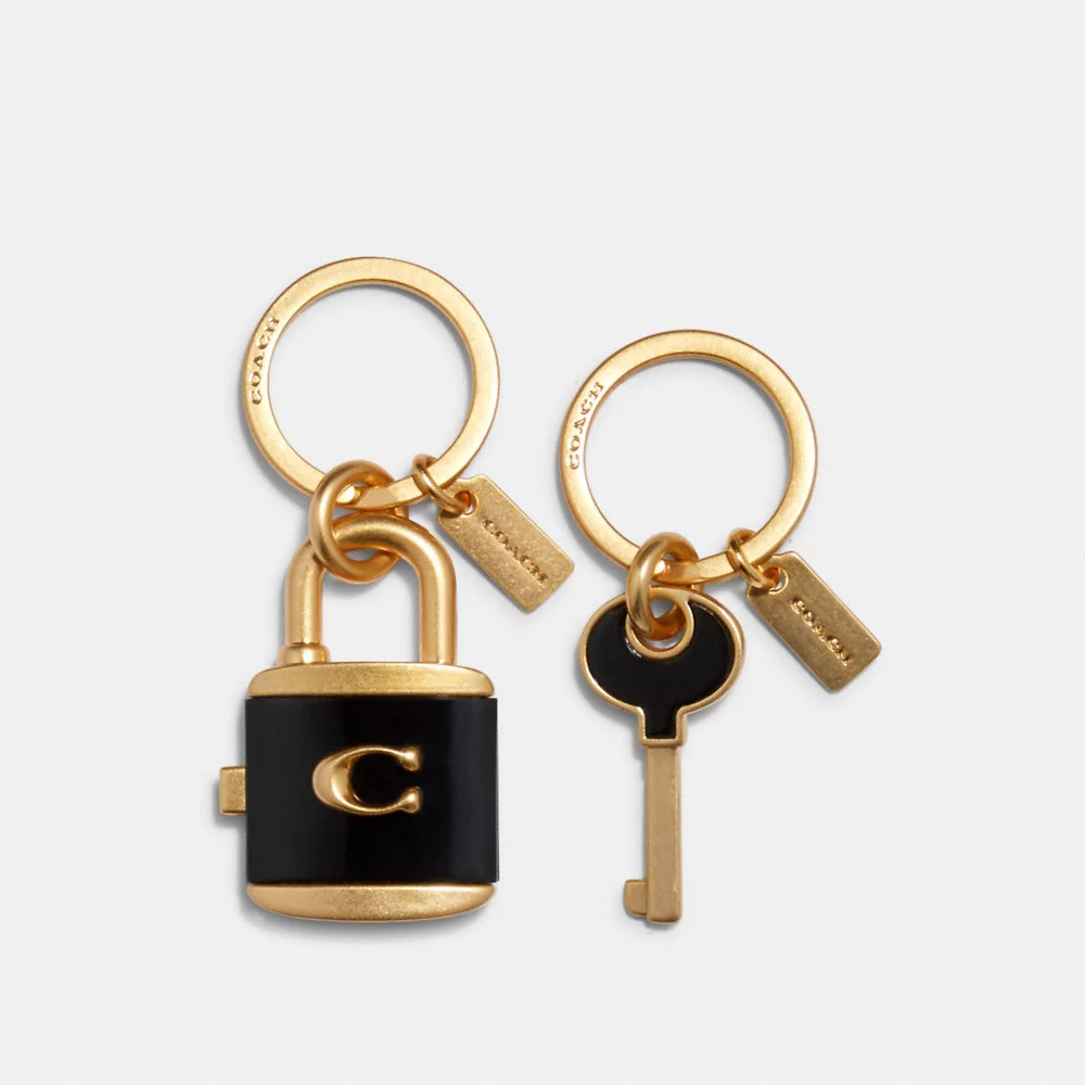 [INCOMING ETA END NOV 2024]COACH Lock And Key Bag Charm Key Ring In Gold Black (C1679)