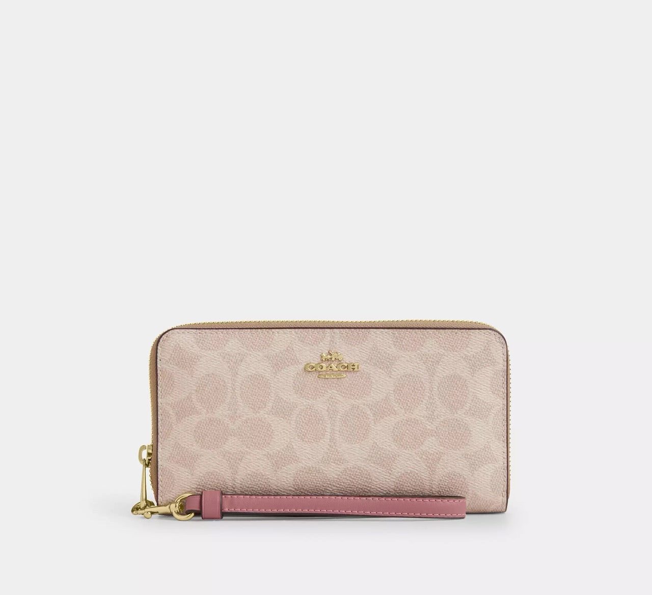 [INCOMING ETA 30 DAYS] COACH Long Zip Around Wallet In Signature Canvas in Sand/Peony (CW778)
