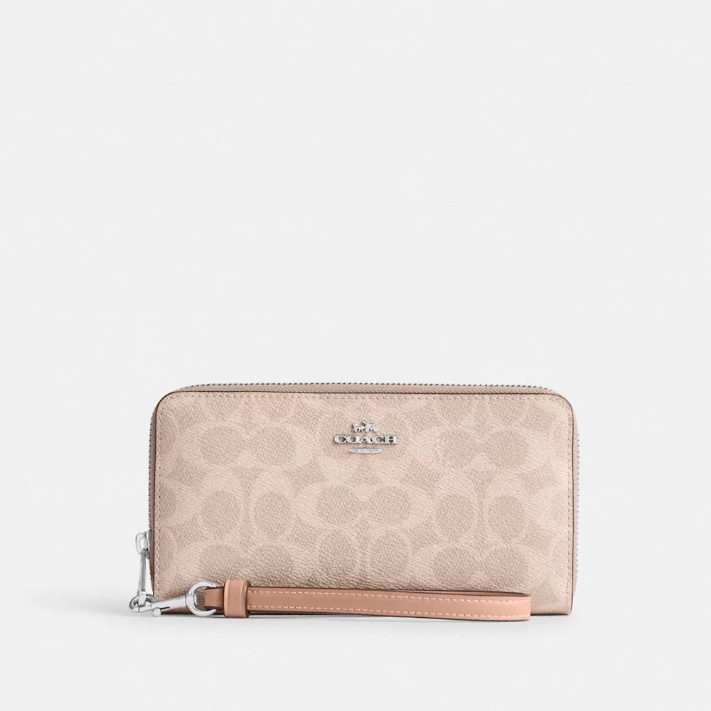 [INCOMING ETA 30 DAYS] COACH Long Zip Around Wallet In Signature Canvas in Silver (CW778)