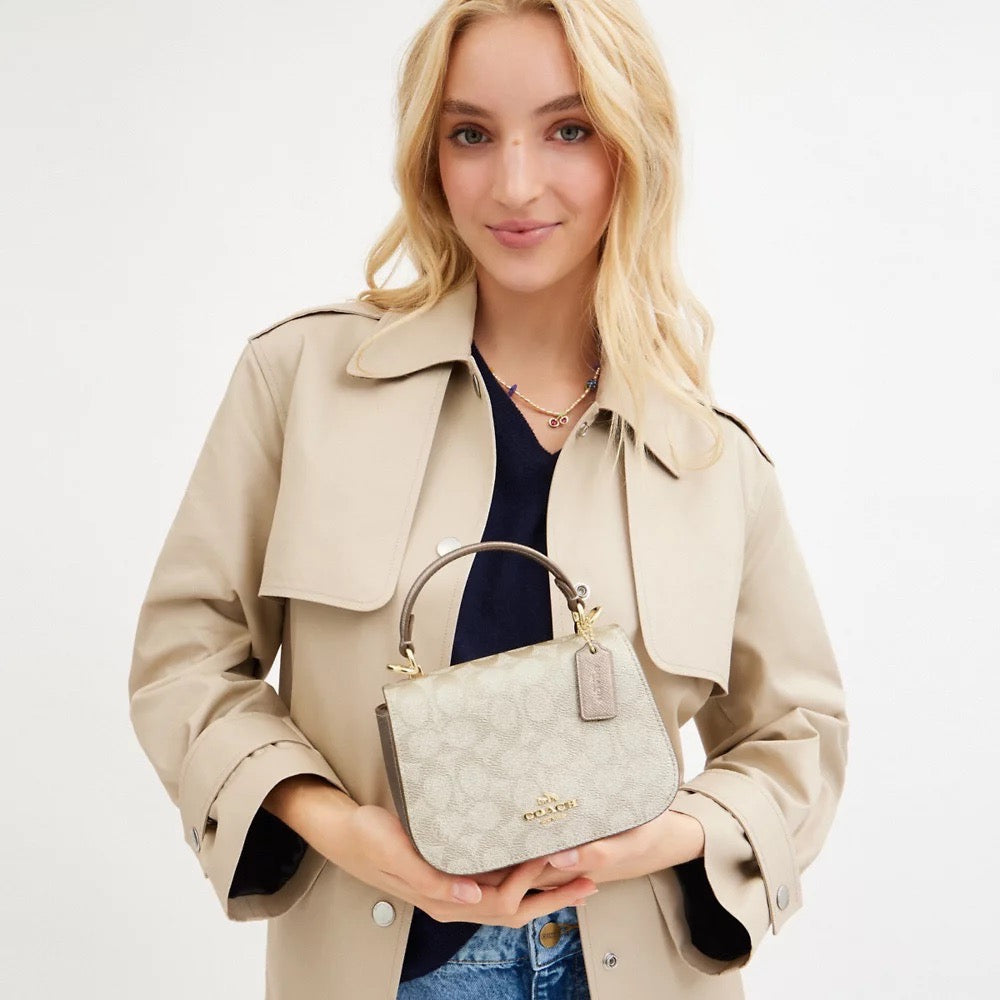 [READY STOCK MY] COACH Lysa Top Handle Bag In Signature Canvas in Champagne Multi (CX576)