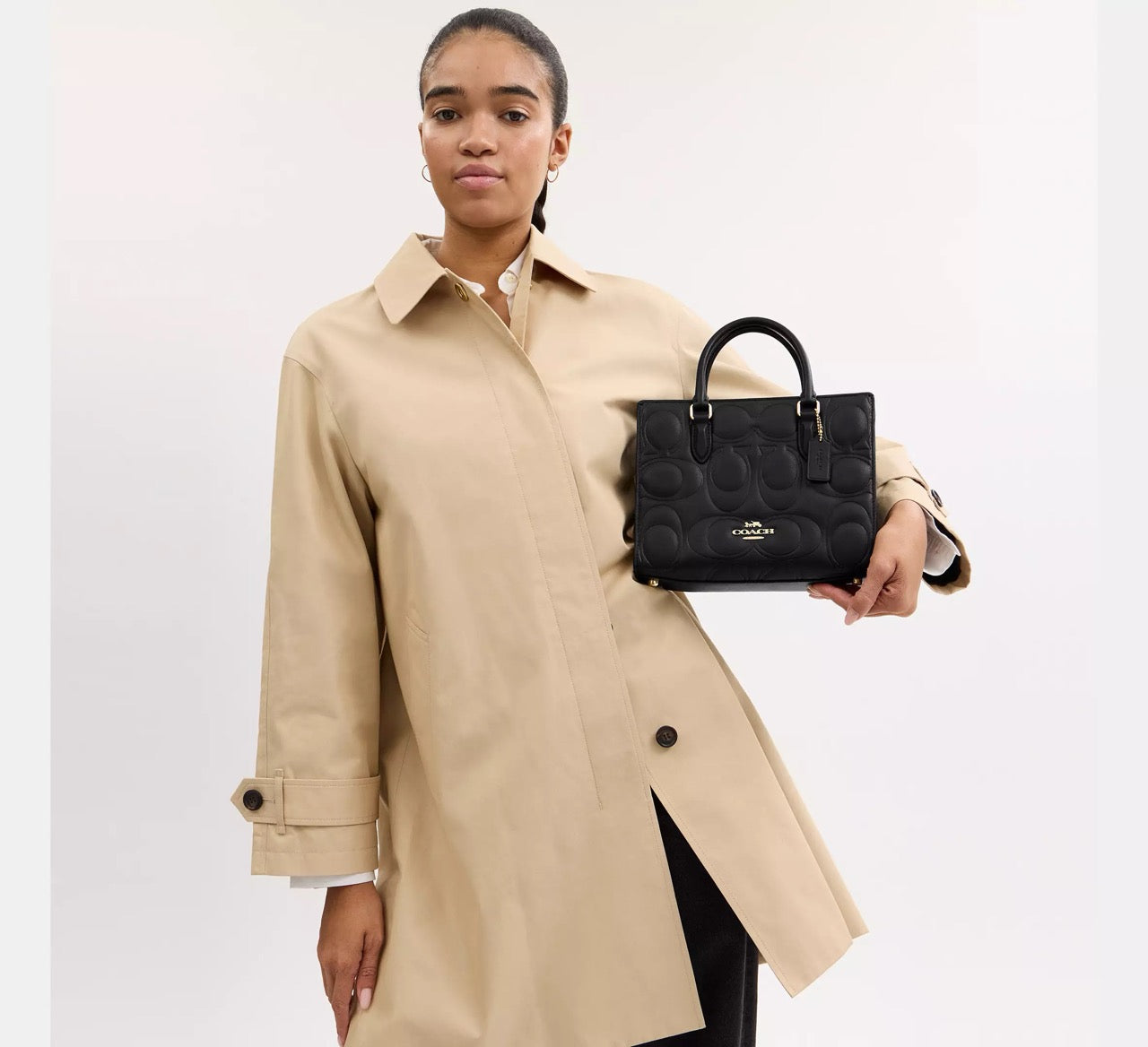 [INCOMING ETA 30 DAYS] COACH Maggie Small Tote Bag In Signature Leather in Black (CY670)