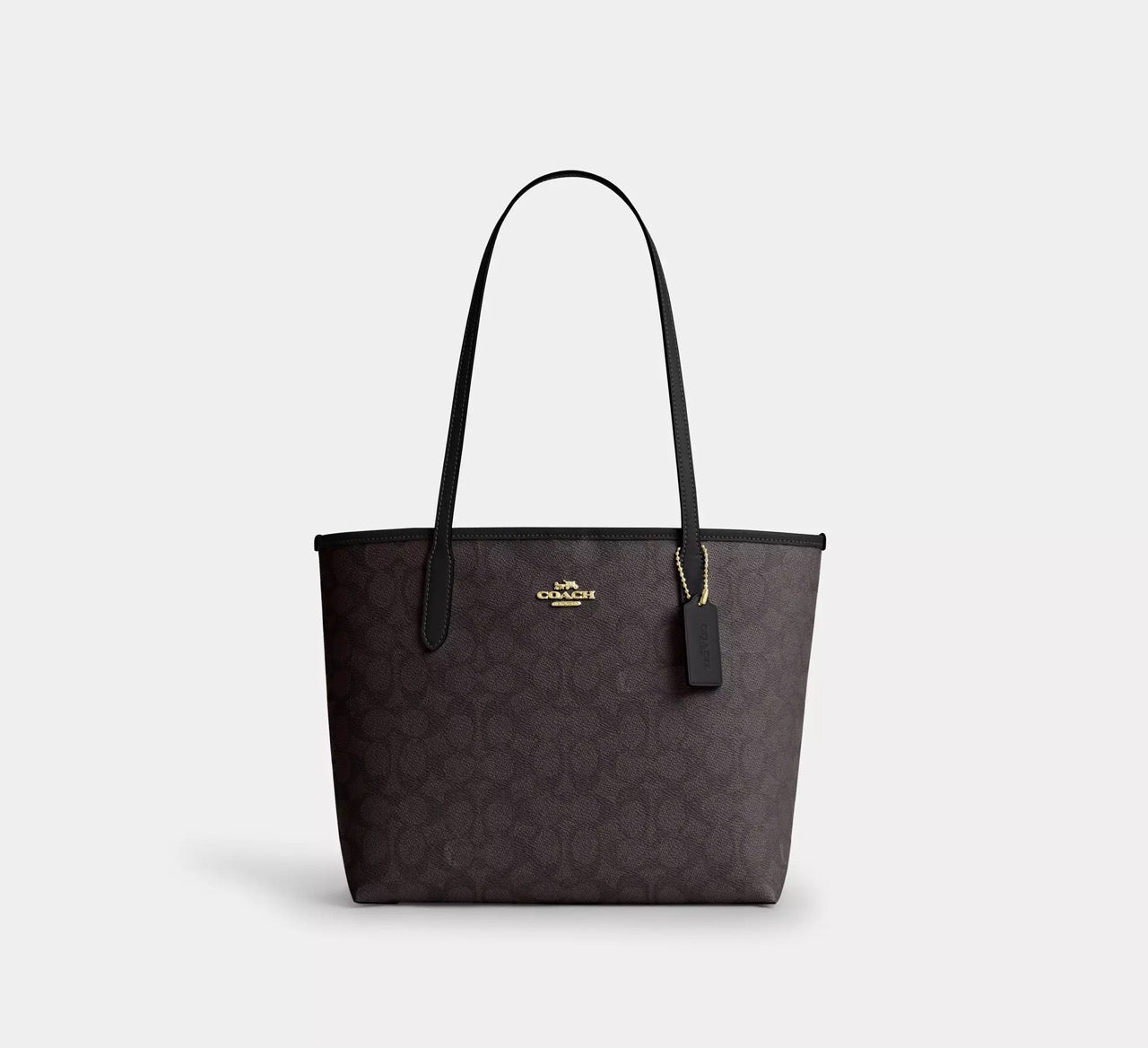 [INCOMING ETA 30 DAYS] COACH Medium City Tote Bag In Signature Canvas in Walnut/Black (CDX82)