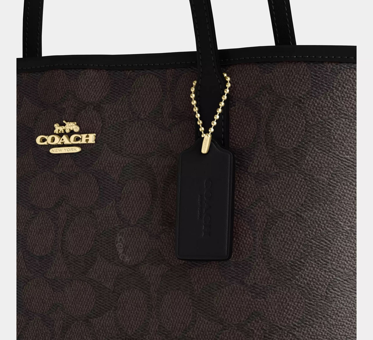 [INCOMING ETA 30 DAYS] COACH Medium City Tote Bag In Signature Canvas in Walnut/Black (CDX82)