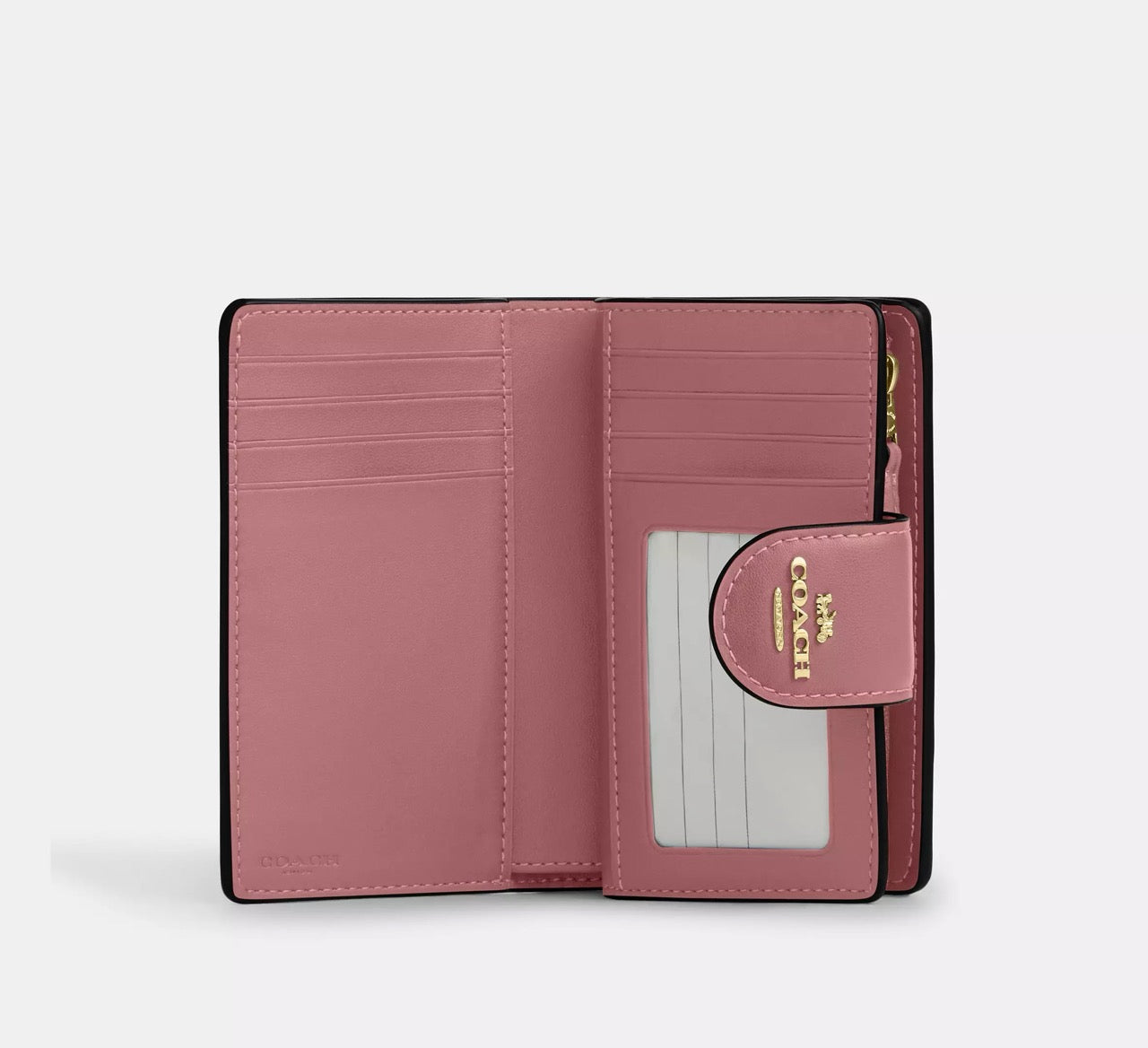 [READY STOCK MY] COACH Medium Corner Zip Wallet In Signature Canvas in Dusty Pink (CW786)