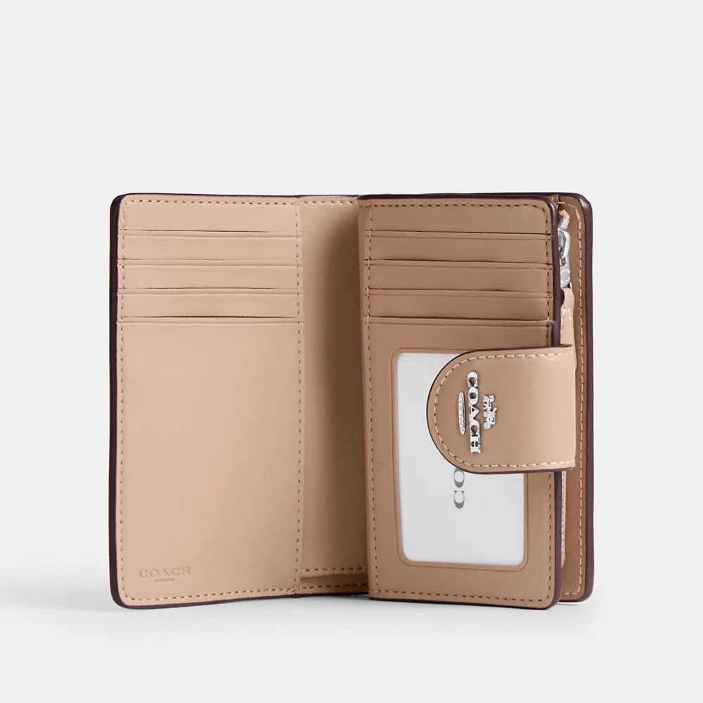 [INCOMING ETA 30 DAYS] COACH Medium Corner Zip Wallet In Signature Canvas in Silver (CW786)