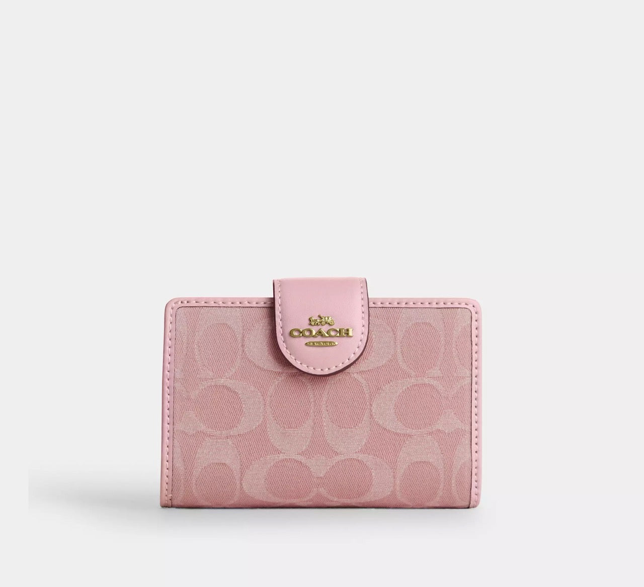 [INCOMING ETA 30 DAYS] COACH Medium Corner Zip Wallet In Signature Denim in Light Pink (CDF13)