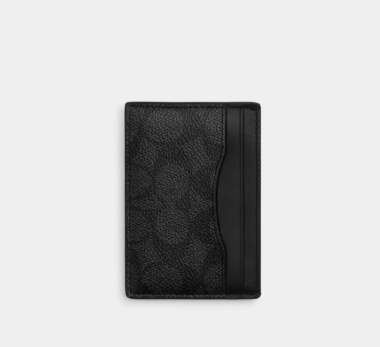 [INCOMING ETA 30 DAYS] COACH Men Card Case With Money Clip In Signature Canvas in Charcoal/Black (CCF98)