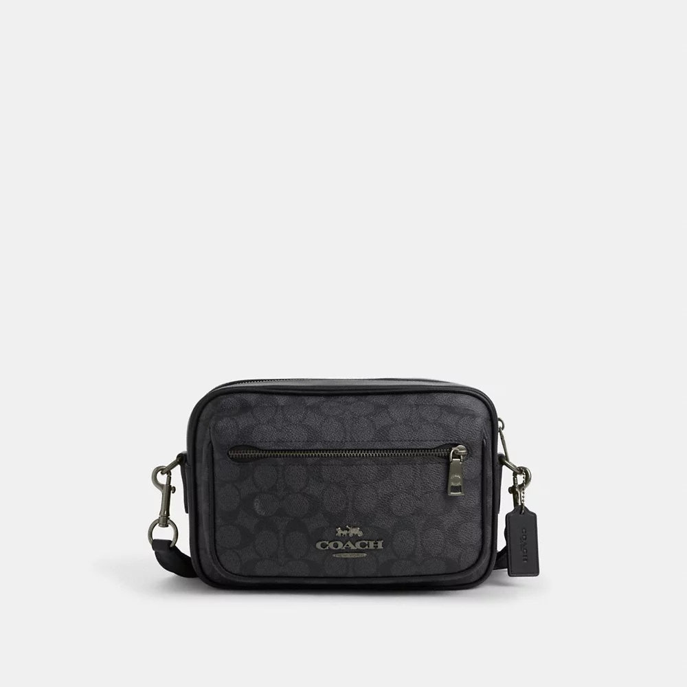 [INCOMING ETA 30 DAYS] COACH Men Elias Crossbody In Signature Canvas In Charcoal Black (CZ401)