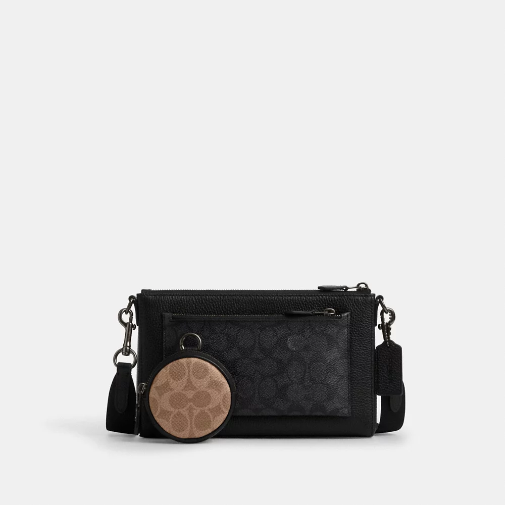 [INCOMING ETA AFTER RAYA] COACH Men Holden Crossbody In Blocked Signature Canvas In Charcoal/Black Multi (CW372)