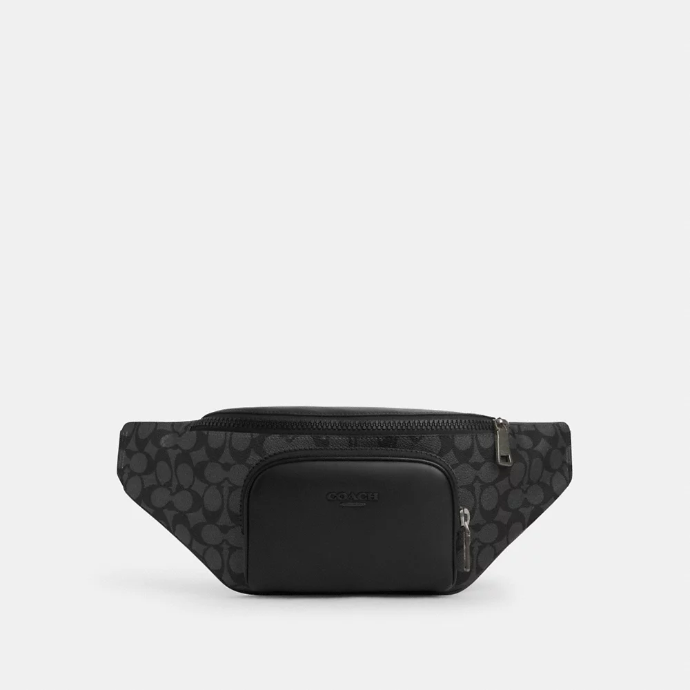 [INCOMING ETA 30 DAYS] COACH Men Racer Belt Bag In Signature In Charcoal Black (CT714)