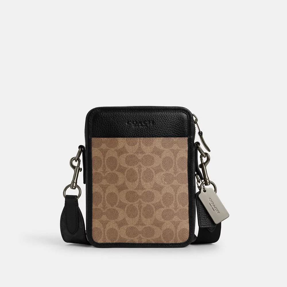 [INCOMING ETA AFTER RAYA] COACH Men Sullivan Crossbody In Blocked Signature Canvas In Tan/Charcoal/Black (CW386)