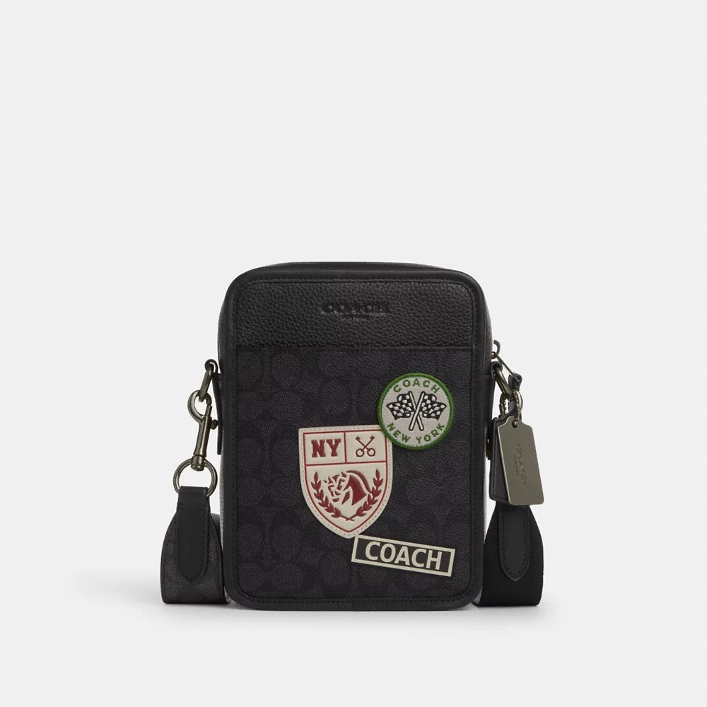 [INCOMING ETA 30 DAYS] COACH Men Sullivan Crossbody In Signature Canvas With Patches in Charcoal Multi (CY894)