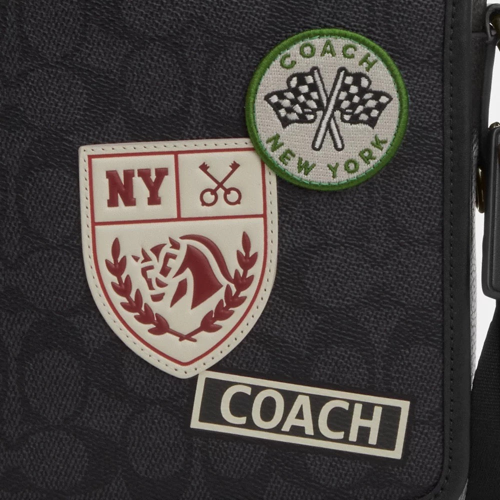 [INCOMING ETA 30 DAYS] COACH Men Sullivan Crossbody In Signature Canvas With Patches in Charcoal Multi (CY894)