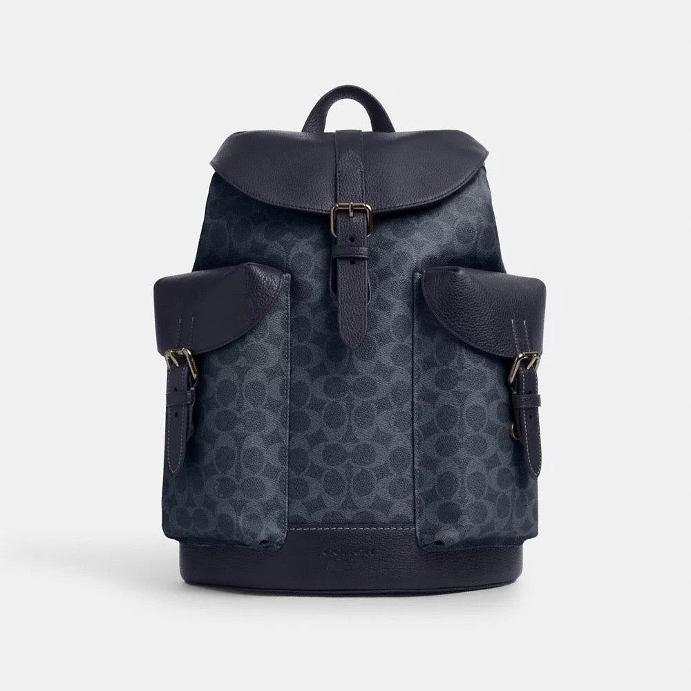 [INCOMING ETA AFTER RAYA] COACH Men Warner Backpack In Signature Canvas in Denim/Midnight Navy (CW211)