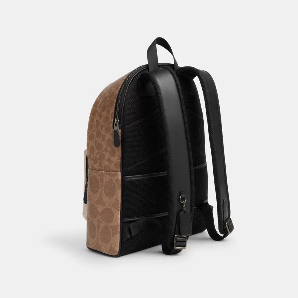 [INCOMING ETA 30 DAYS] COACH Men West Backpack In Blocked Signature Canvas in Sand/Tan (CAB59)