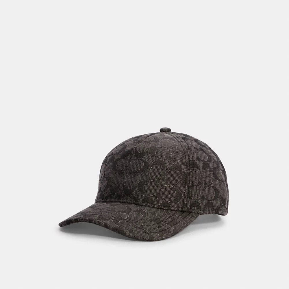 [READY STOCK MY] COACH Metallic Signature Baseball Hat in Black/Gunmetal (C6681)