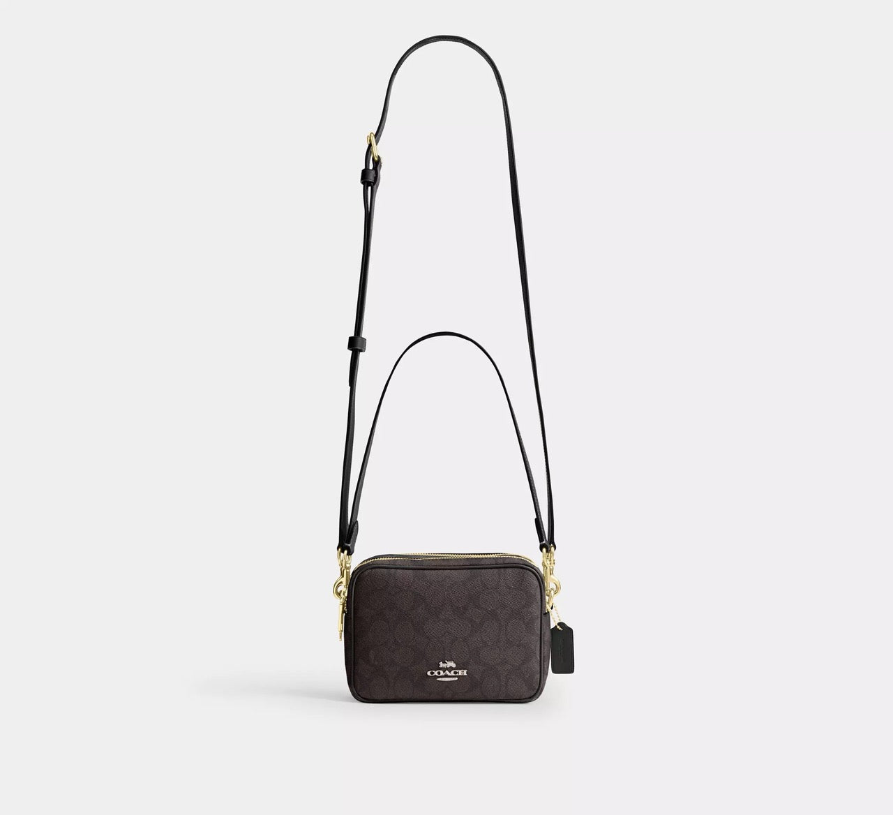 [INCOMING ETA 30 DAYS] COACH Mini Carey Crossbody Bag In Signature Canvas in Walnut/Black (CEK69)
