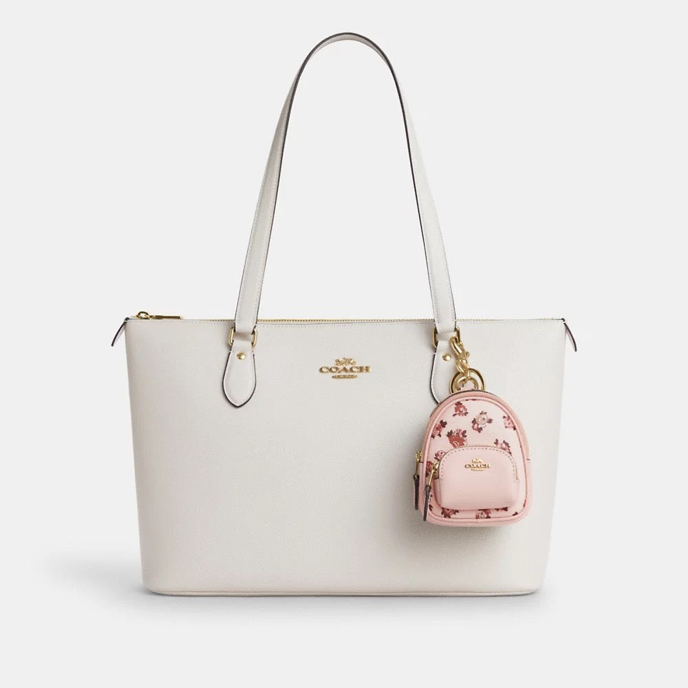 [INCOMING ETA 30 DAYS] COACH Mini Court Backpack Bag Charm With Rosette Print in Blush Multi (CAA68)