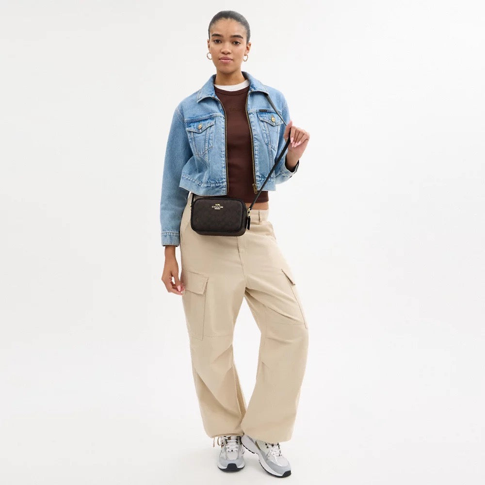[INCOMING ETA 30 DAYS] COACH Mini Jamie Camera Bag In Signature Canvas in Walnut/Black (CY752)