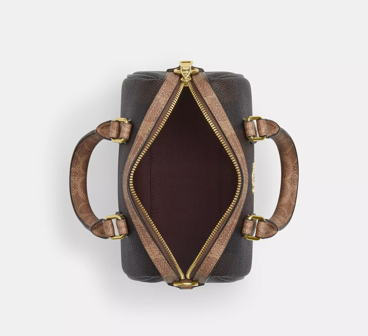 [READY STOCK MY] COACH Mini Rowan Crossbody Bag In Blocked Sig Canvas in Walnut/Tan (CAB16)