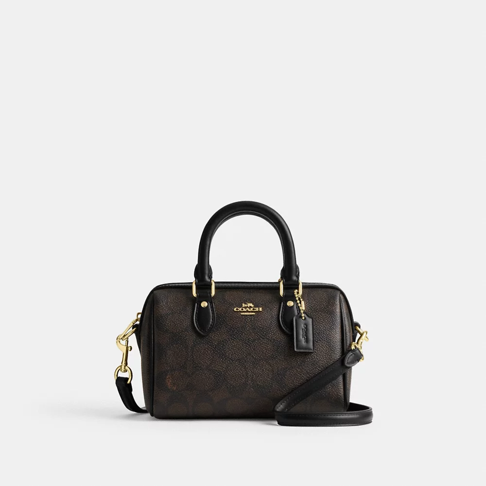 [INCOMING ETA AFTER RAYA] COACH Mini Rowan Crossbody Bag In Signature Canvas In Walnut/Black (CW329)