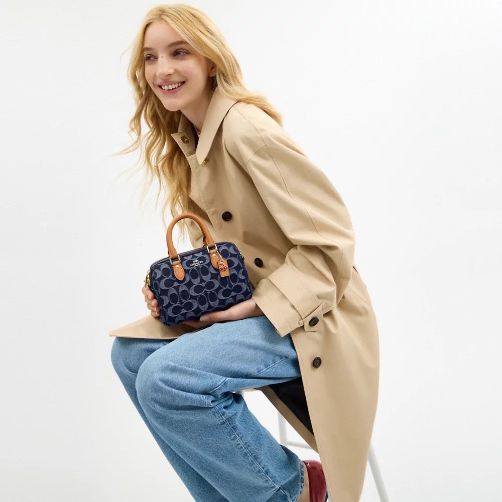 [READY STOCK MY] COACH Mini Rowan Crossbody Bag In Signature Denim in Denim/Natural (CY742)