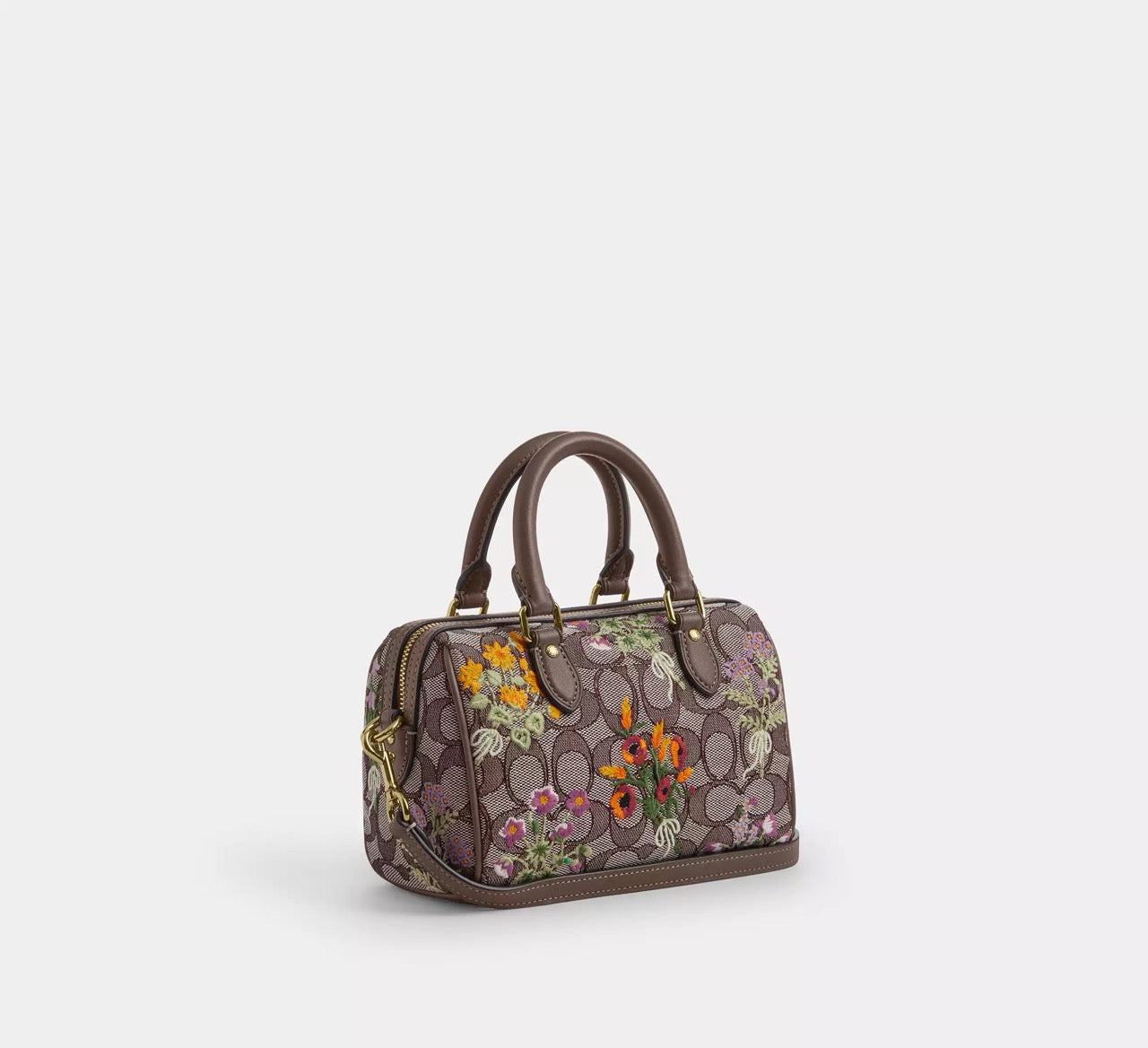 [READY STOCK MY] COACH Mini Rowan Crossbody Bag In Signature Jacquard With Floral Embroidery in Oak Multi (CDY31)