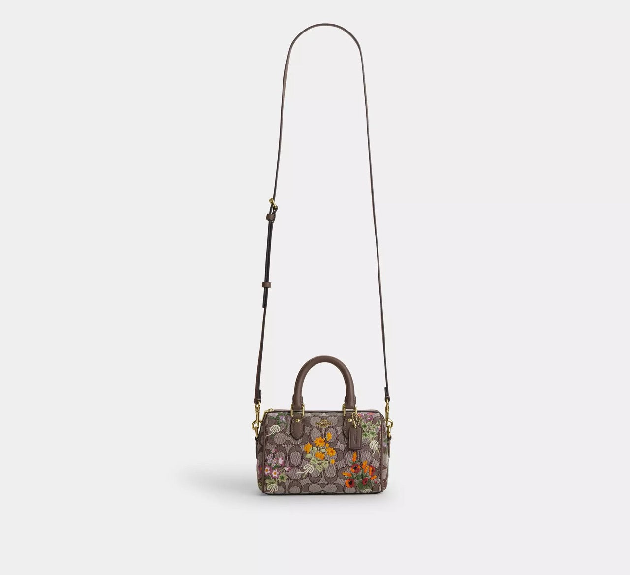 [READY STOCK MY] COACH Mini Rowan Crossbody Bag In Signature Jacquard With Floral Embroidery in Oak Multi (CDY31)