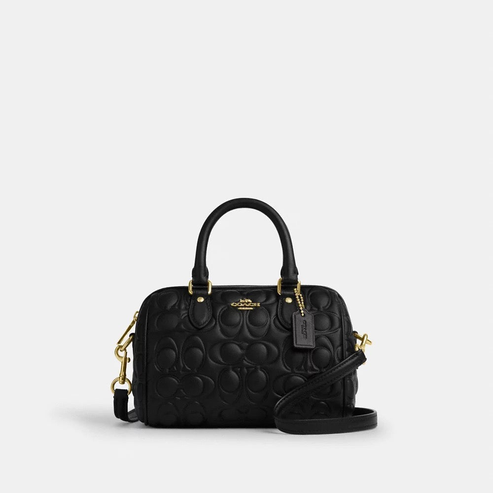 [INCOMING ETA 30 DAYS] COACH Mini Rowan Crossbody Bag In Signature Leather in Black (CY743)