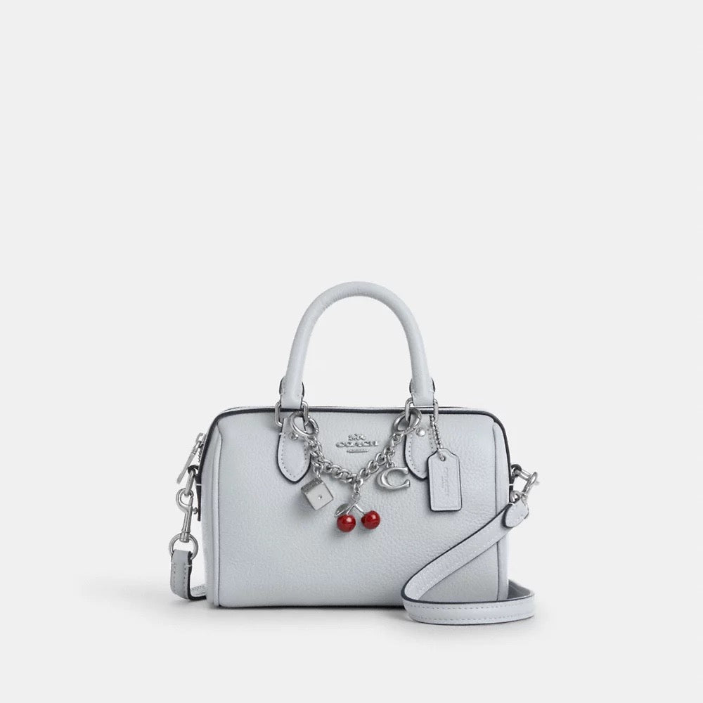 [READY STOCK MY] COACH Mini Rowan Crossbody Bag With Charms in Ice Blue (SHW)(CBJ15)
