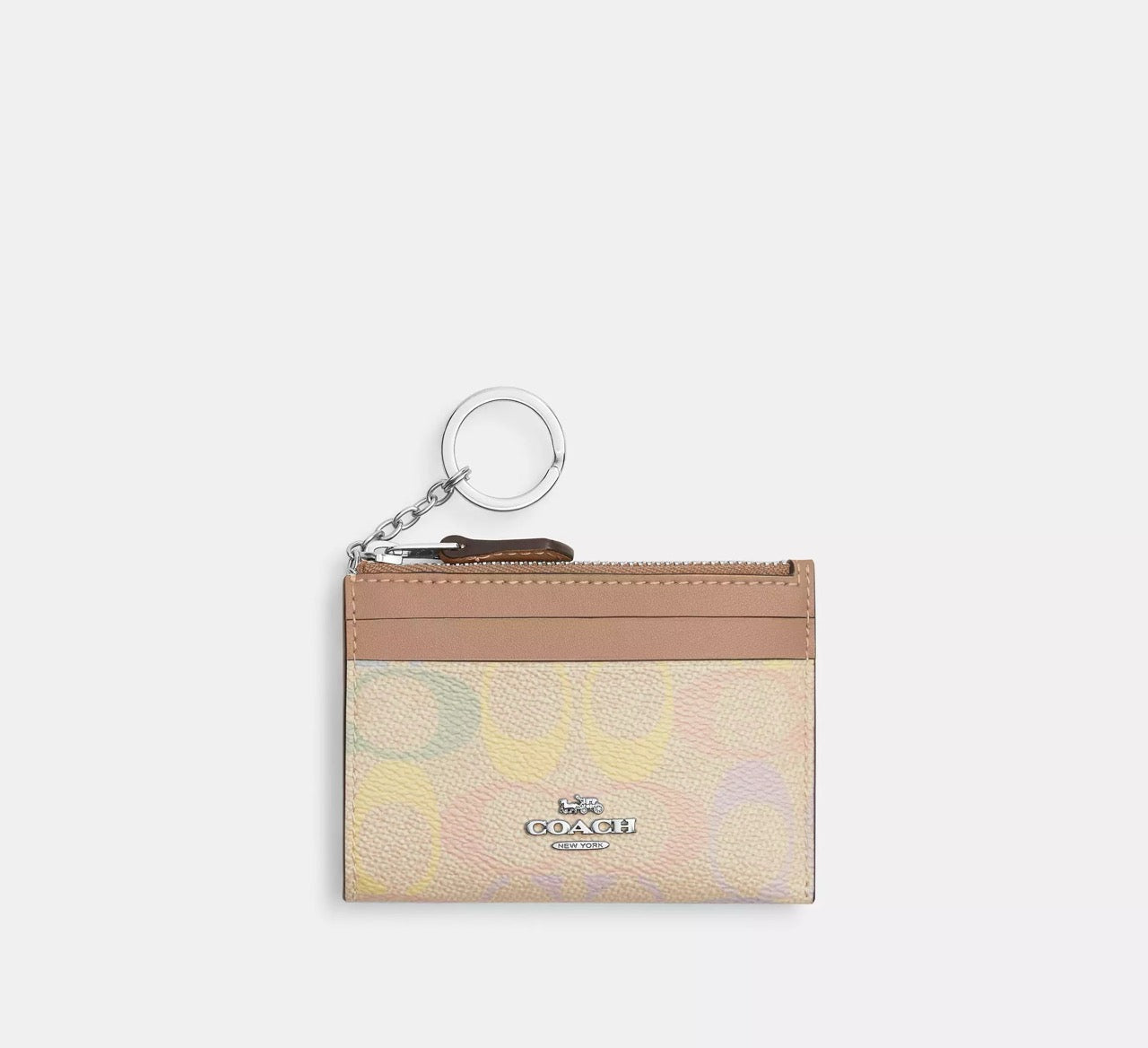 [SPECIAL DEAL][INCOMING ETA 30 DAYS] COACH Mini Skinny Id Case In Rainbow Signature Canvas in Sand Multi (CDF92)