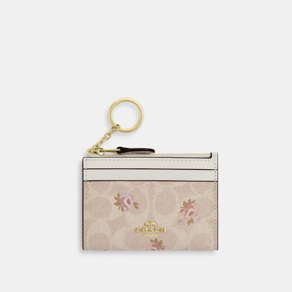 [INCOMING ETA AFTER RAYA] COACH Mini Skinny Id Case In Signature Canvas With Floral Print in Sand Multi (CAR16)