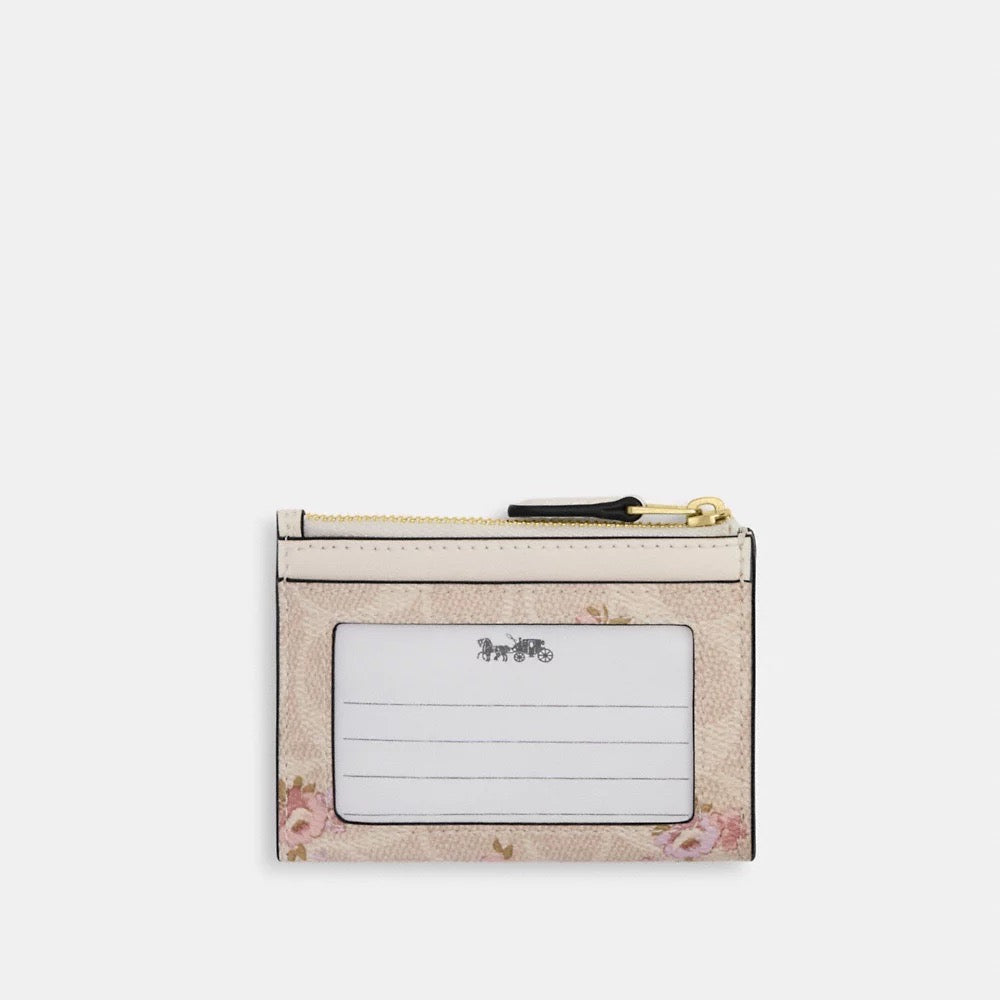 [INCOMING ETA AFTER RAYA] COACH Mini Skinny Id Case In Signature Canvas With Floral Print in Sand Multi (CAR16)