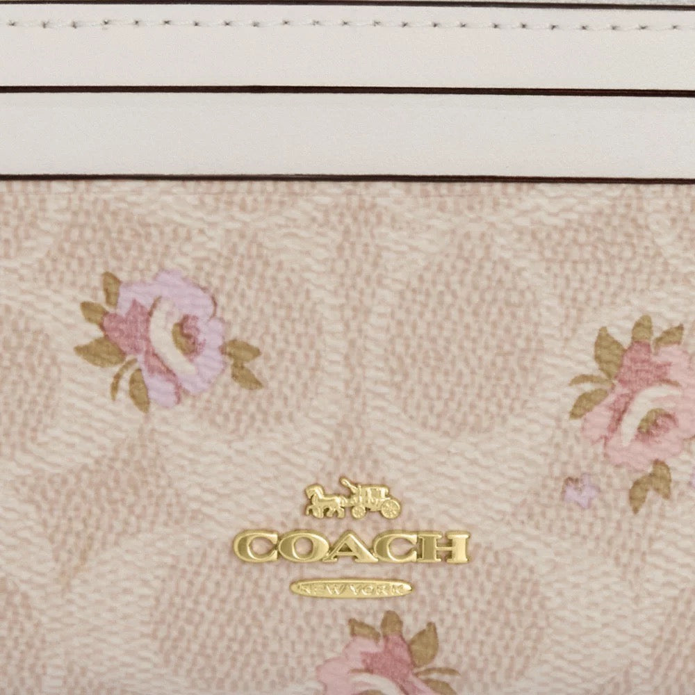 [INCOMING ETA AFTER RAYA] COACH Mini Skinny Id Case In Signature Canvas With Floral Print in Sand Multi (CAR16)