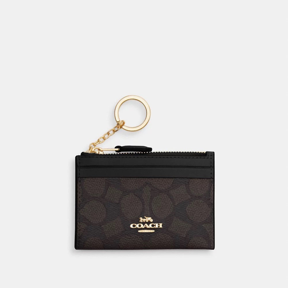 [INCOMING ETA 30 DAYS] COACH Mini Skinny Id Case In Signature Canvas in Walnut/Black (CW870)