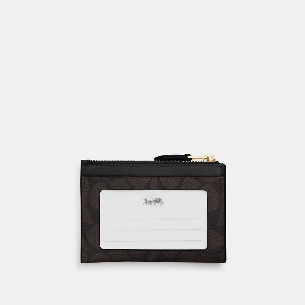 [INCOMING ETA 30 DAYS] COACH Mini Skinny Id Case In Signature Canvas in Walnut/Black (CW870)