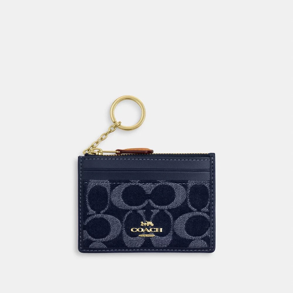 [INCOMING ETA 30 DAYS] COACH Mini Skinny Id Case In Signature Denim in Denim/Natural (CZ464)