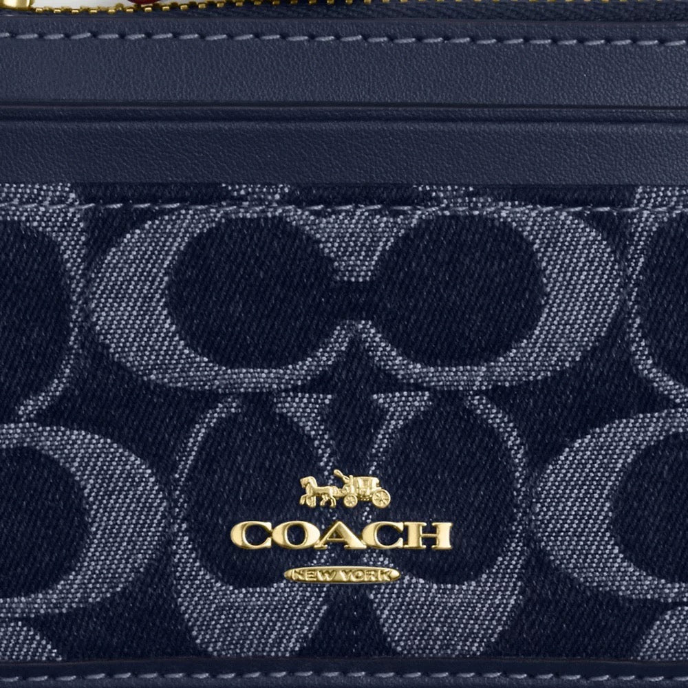 [INCOMING ETA 30 DAYS] COACH Mini Skinny Id Case In Signature Denim in Denim/Natural (CZ464)