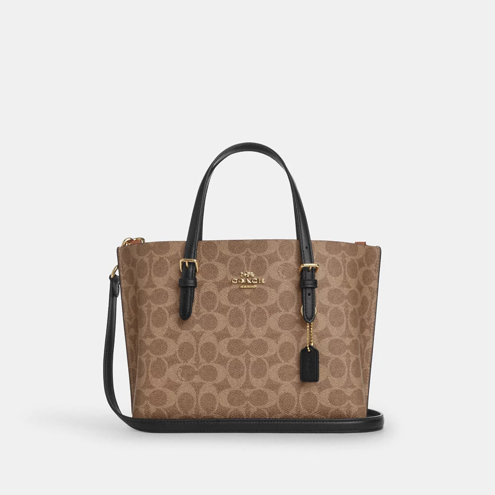 [INCOMING ETA 30 DAYS] COACH Mollie Tote Bag 25 In Signature Canvas In Tan Black (CV965)