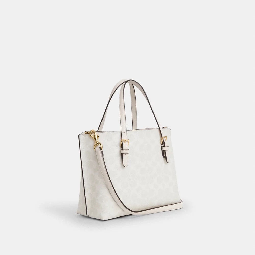 [INCOMING ETA 30 DAYS] COACH Mollie Tote Bag 25 In Signature Canvas in White/Chalk (GHW)(CV965)