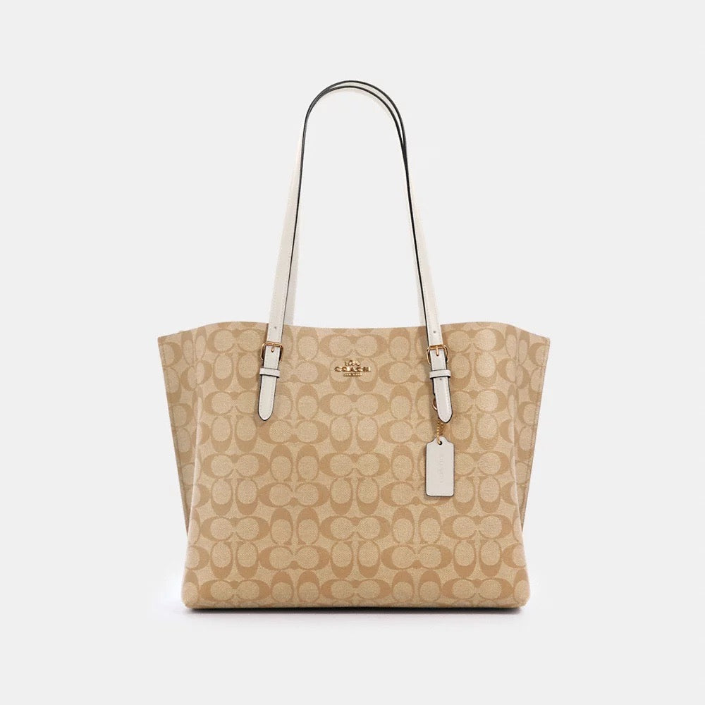 [INCOMING ETA AFTER RAYA] COACH Mollie Tote Bag In Signature Canvas in Light Khaki Chalk (1665)