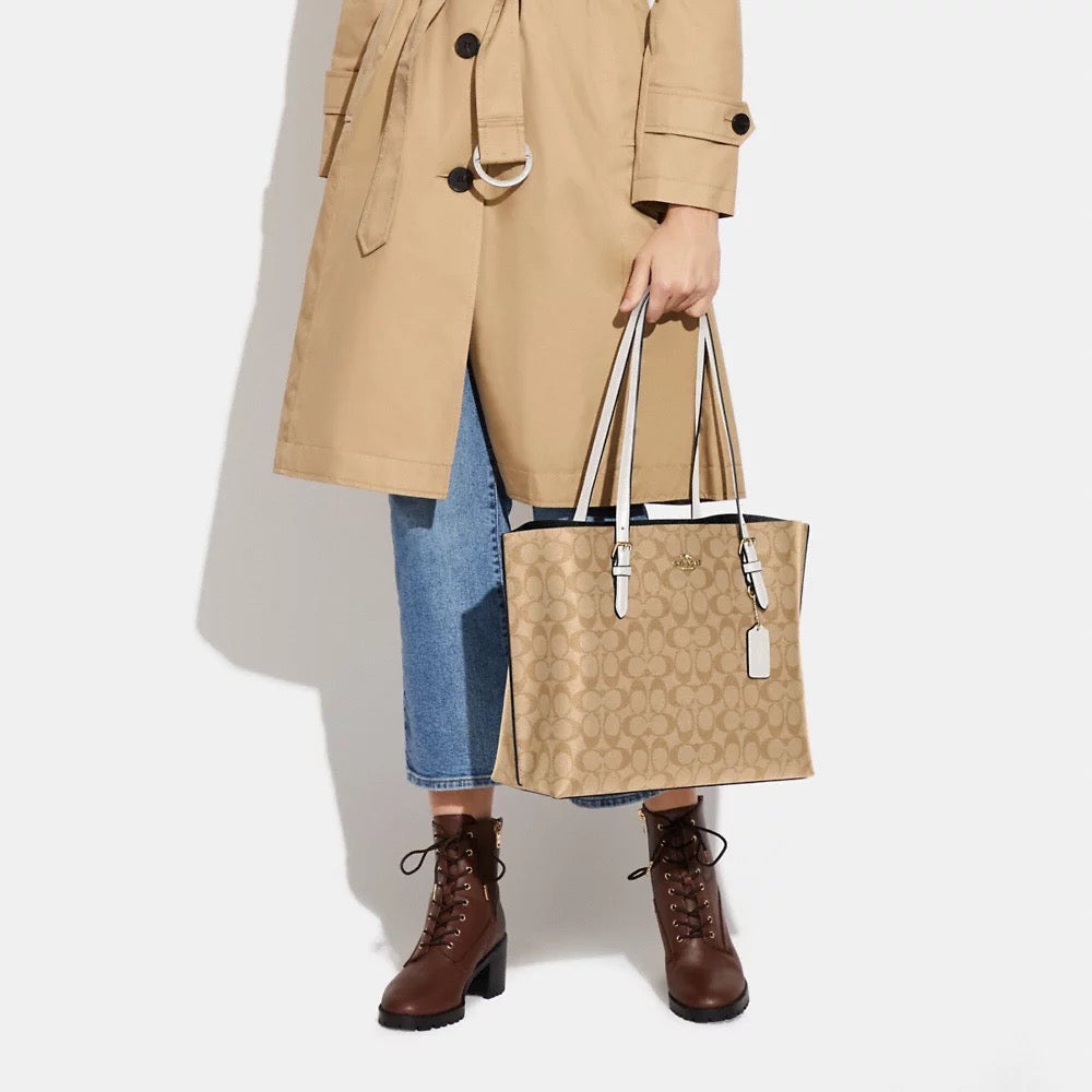 [INCOMING ETA AFTER RAYA] COACH Mollie Tote Bag In Signature Canvas in Light Khaki Chalk (1665)