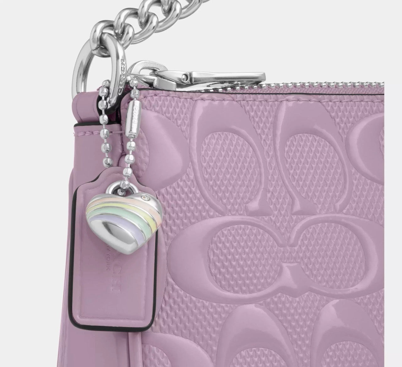 [SPECIAL DEAL][READY STOCK MY] COACH Nolita 19 In Signature Leather With Heart Charm in Light Violet (SHW)(CCZ27)