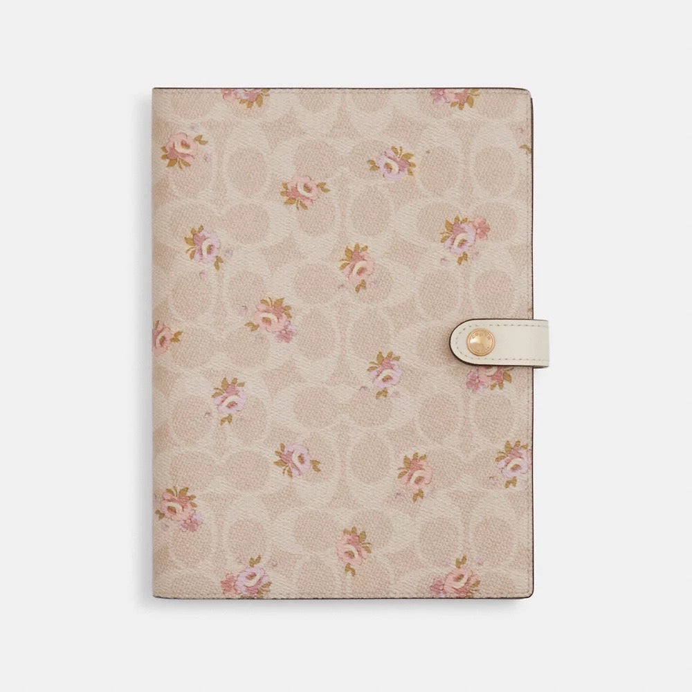 [INCOMING ETA AFTER RAYA] COACH Notebook In Signature Canvas With Floral Print in Sand Multi (CAO58)