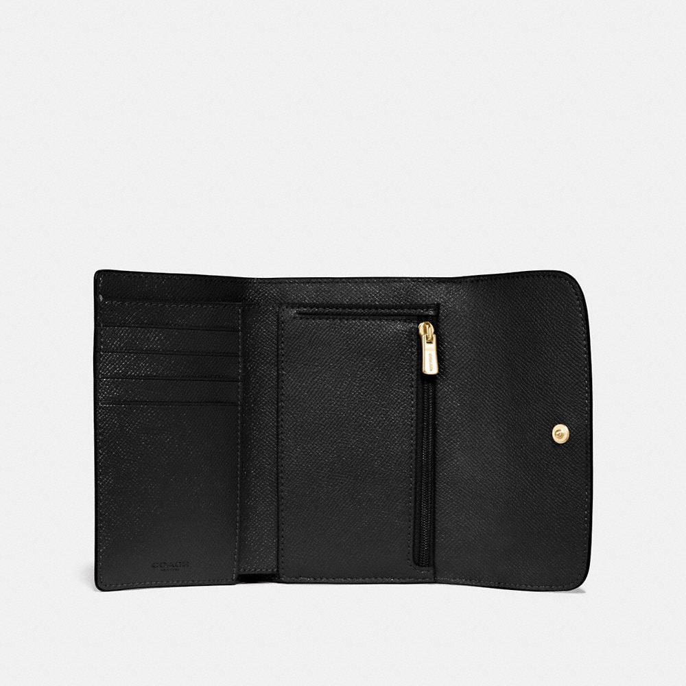[READY STOCK MY] COACH Pebbled Leather Medium Envelope Wallet in Black (F30204)