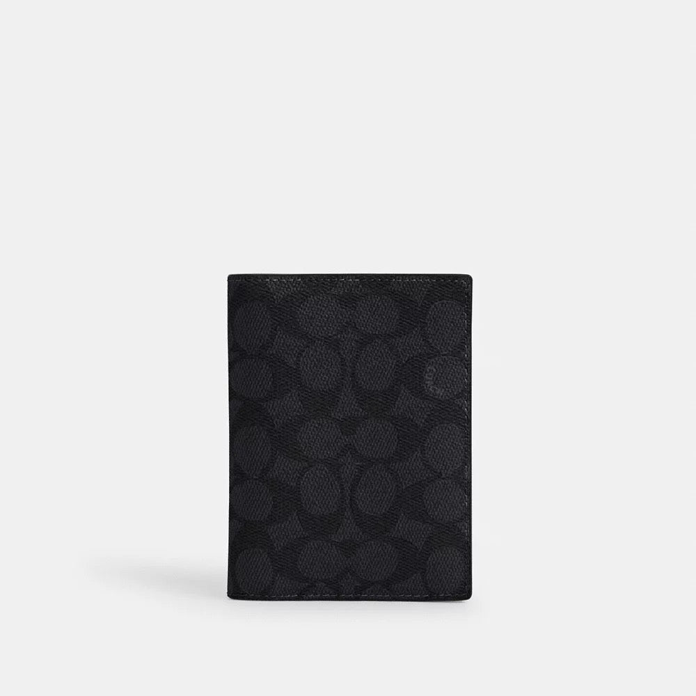 [INCOMING ETA 30 DAYS] COACH Passport Card Case In Signature Canvas in Charcoal/Black (CW170)