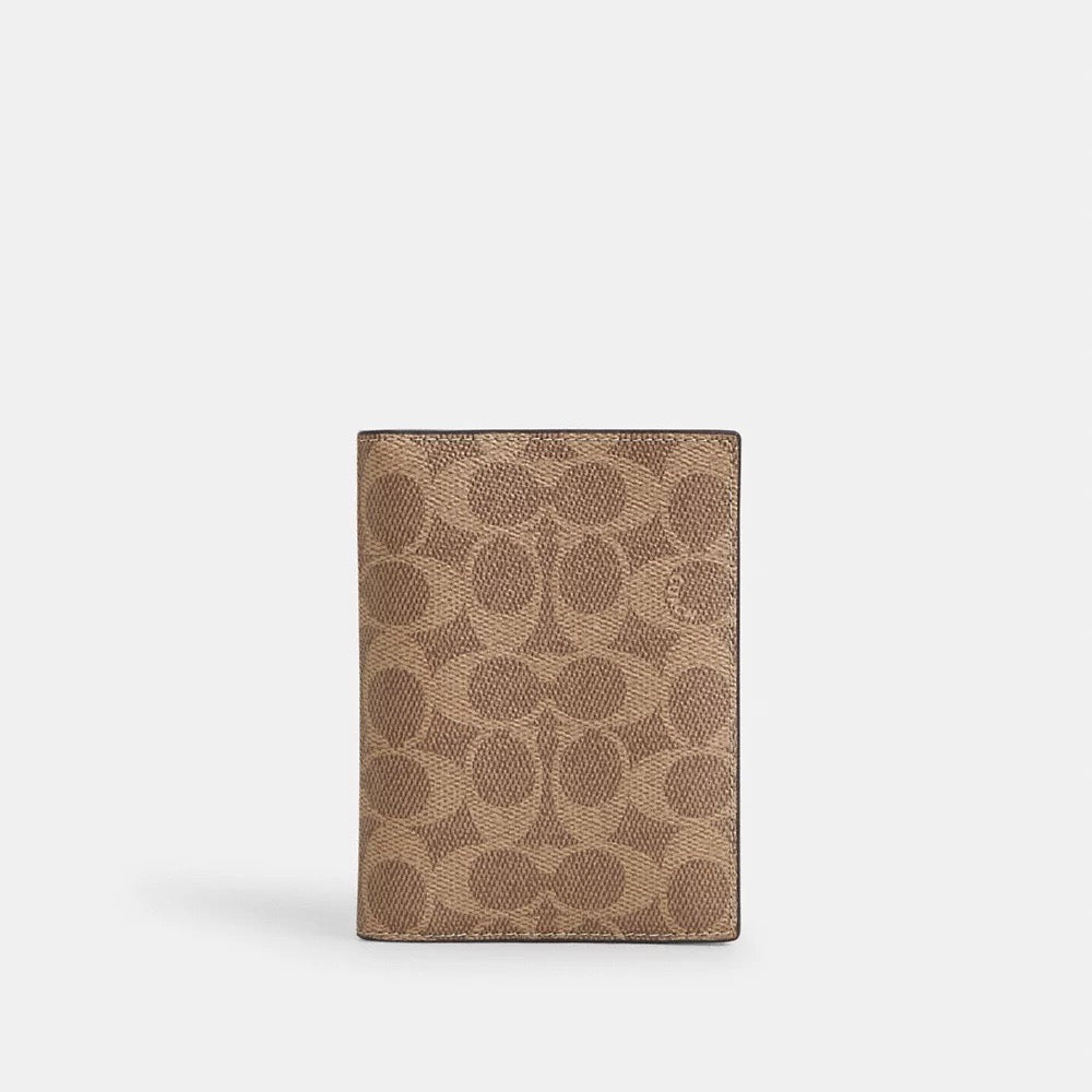 [INCOMING ETA 30 DAYS] COACH For Men Passport Card Case In Signature Canvas in Gunmetal (CW170)