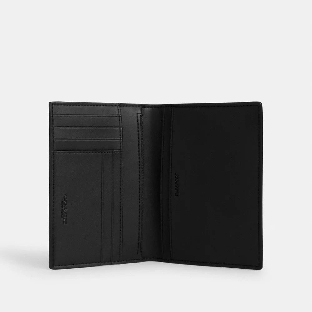 [INCOMING ETA 30 DAYS] COACH For Men Passport Card Case In Signature Canvas in Gunmetal (CW170)